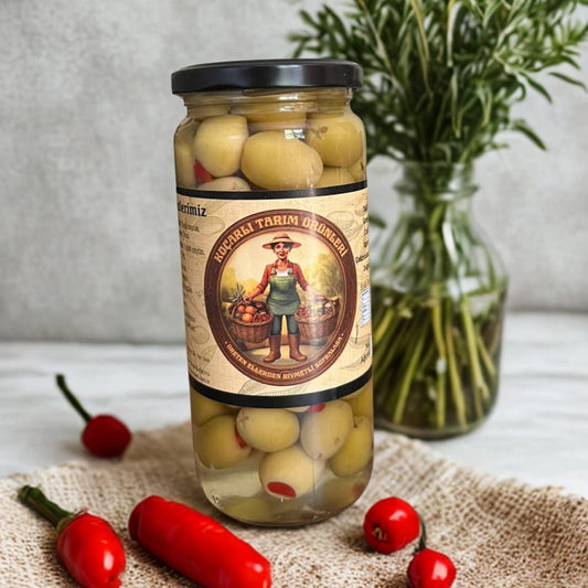 Kırmızı Biber Dolgulu Yeşil Zeytin 250 g