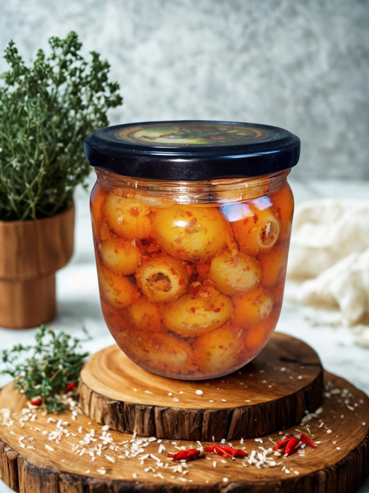 Acı Baharatlı Yeşil Zeytin Marinesi