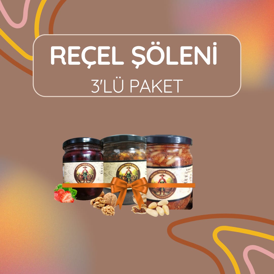 3'lü Reçel Paketi (Künarlı İncir Reçeli+Cevizli İncir Reçeli+Çilek Reçeli)